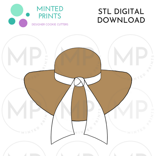 Sun Hat with Ribbns Cookie Cutter STL DIGITAL DOWNLOAD