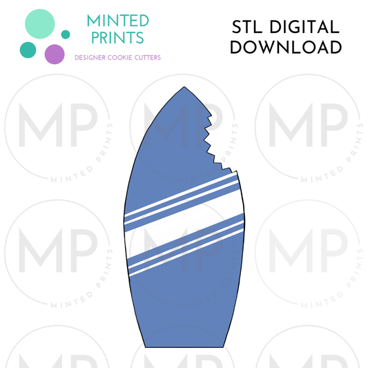 Surfboard with Shark Bite Cookie Cutter STL DIGITAL DOWNLOAD