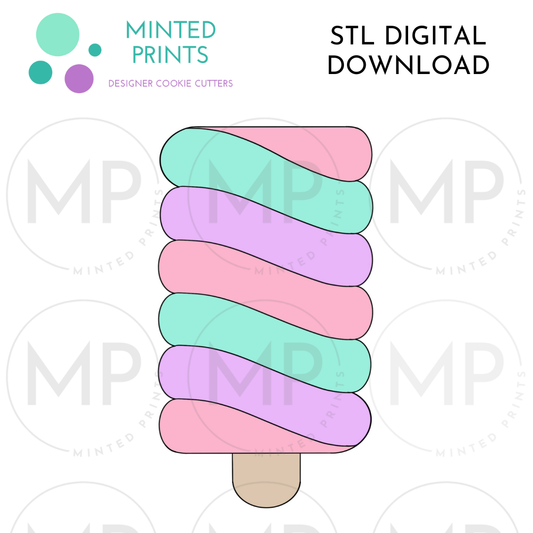 Swirl Popsicle Cookie Cutter STL DIGITAL DOWNLOAD