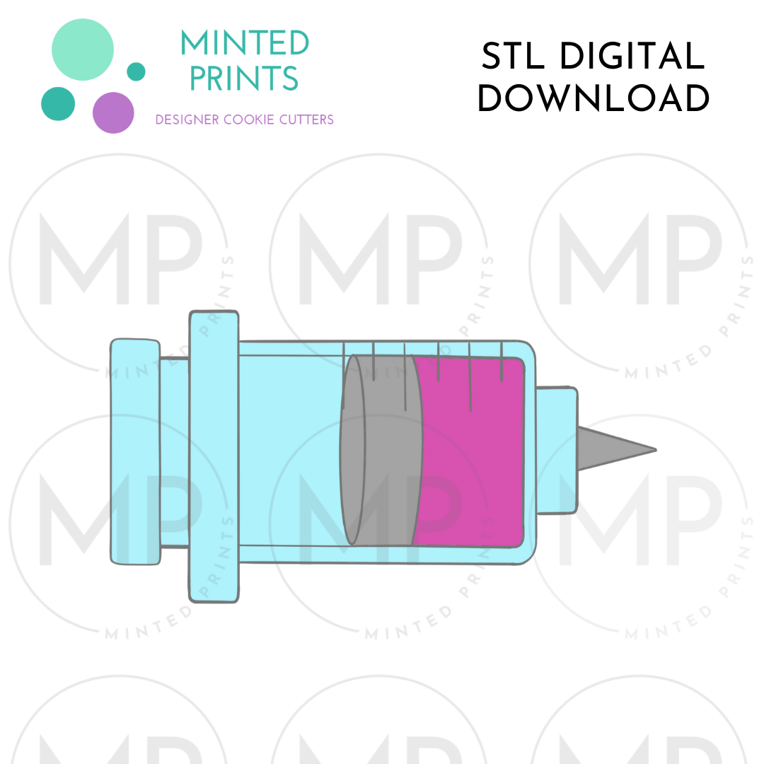 Syringe Cookie Cutter STL DIGITAL DOWNLOAD