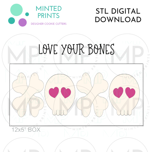 Tall Skull & Cross Bones Set of 2 Cookie Cutter STL DIGITAL DOWNLOAD