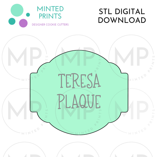 Teresa Plaque Cookie Cutter STL DIGITAL DOWNLOAD