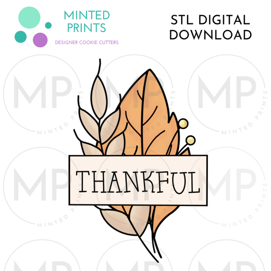 Thankful Leaf Plaque Cookie Cutter STL DIGITAL DOWNLOAD