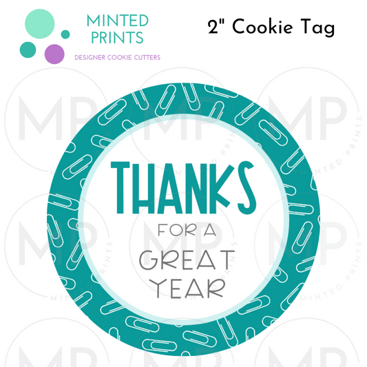 Thanks for a Great Year Cookie Tag, 2 Inch