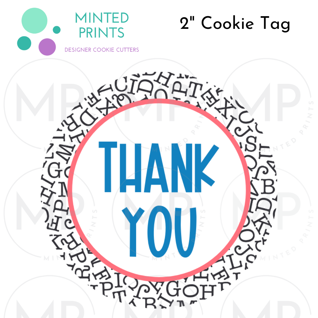 Thank You (Black Letters) Cookie Tag, 2 Inch