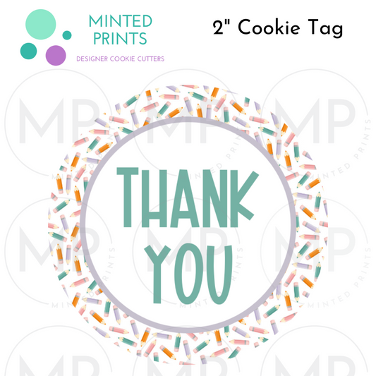 Thank You (Colored Pencils) Cookie Tag, 2 Inch