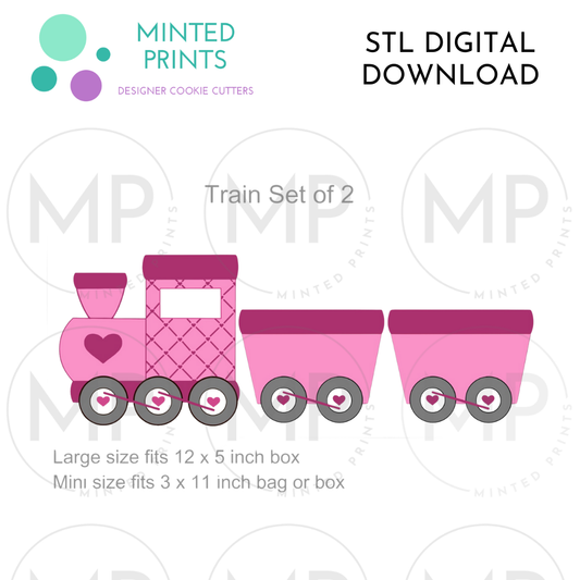 Train & Cart Set of 2 Cookie Cutter STL DIGITAL DOWNLOAD