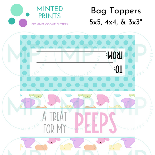 A Treat for My Peeps Chick Pattern Cookie Bag Topper