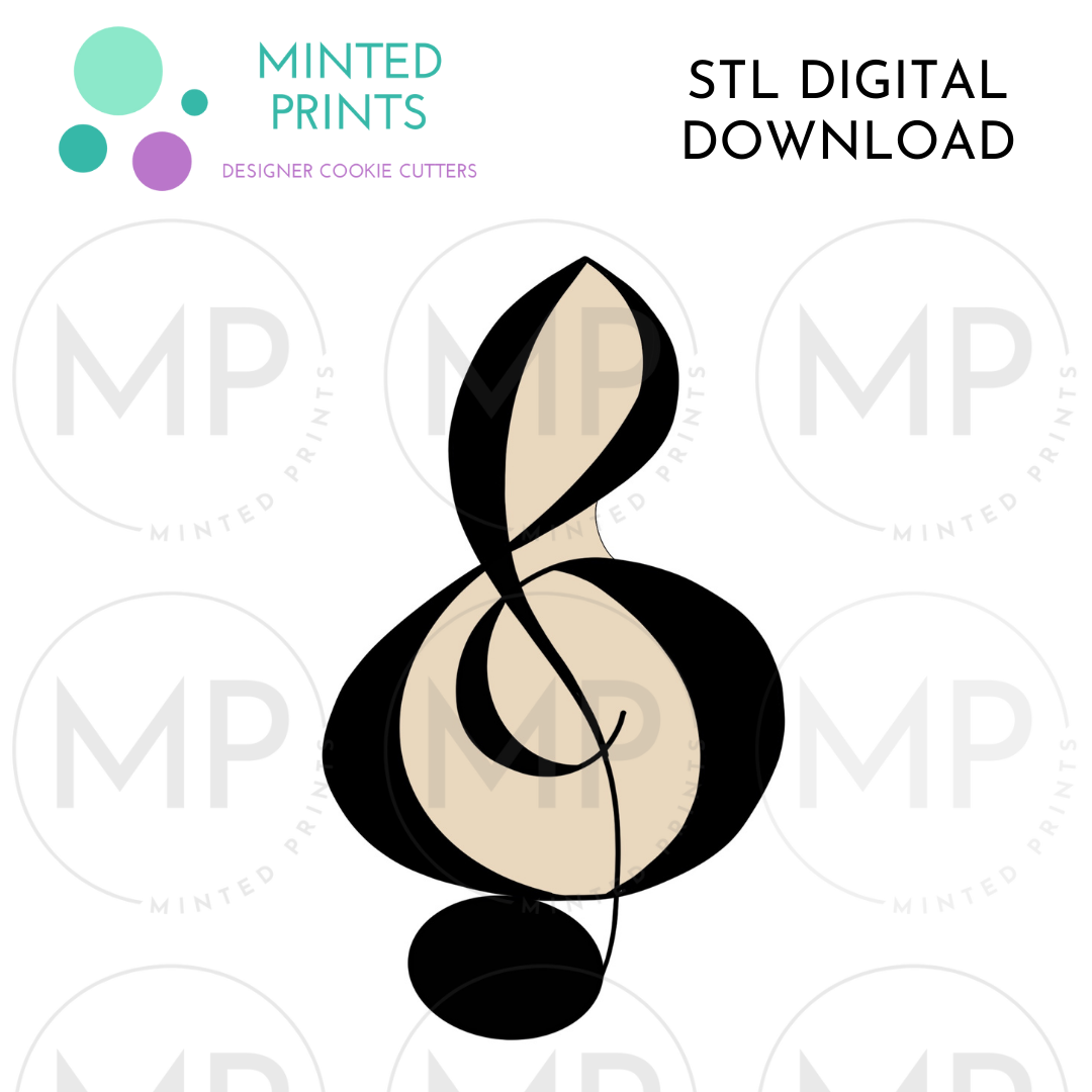 Treble Clef Music Note Cookie Cutter STL DIGITAL DOWNLOAD