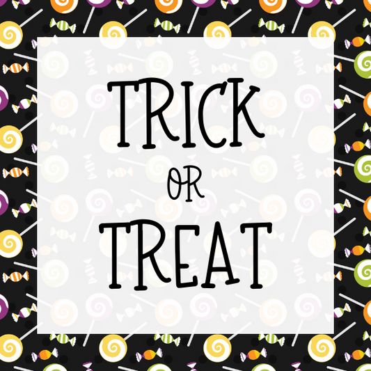 Trick or Treat (Black Candy) Cookie Tag, 2 Inch