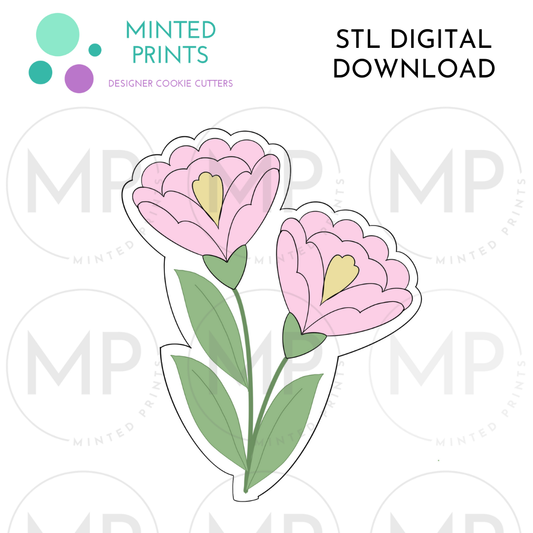 Two Flower Stem Cookie Cutter STL DIGITAL DOWNLOAD