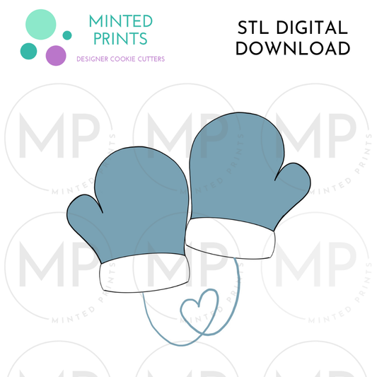 Two Mittens Cookie Cutter STL DIGITAL DOWNLOAD