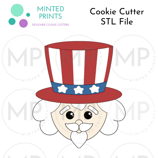 Uncle Sam Cookie Cutter STL DIGITAL FILE