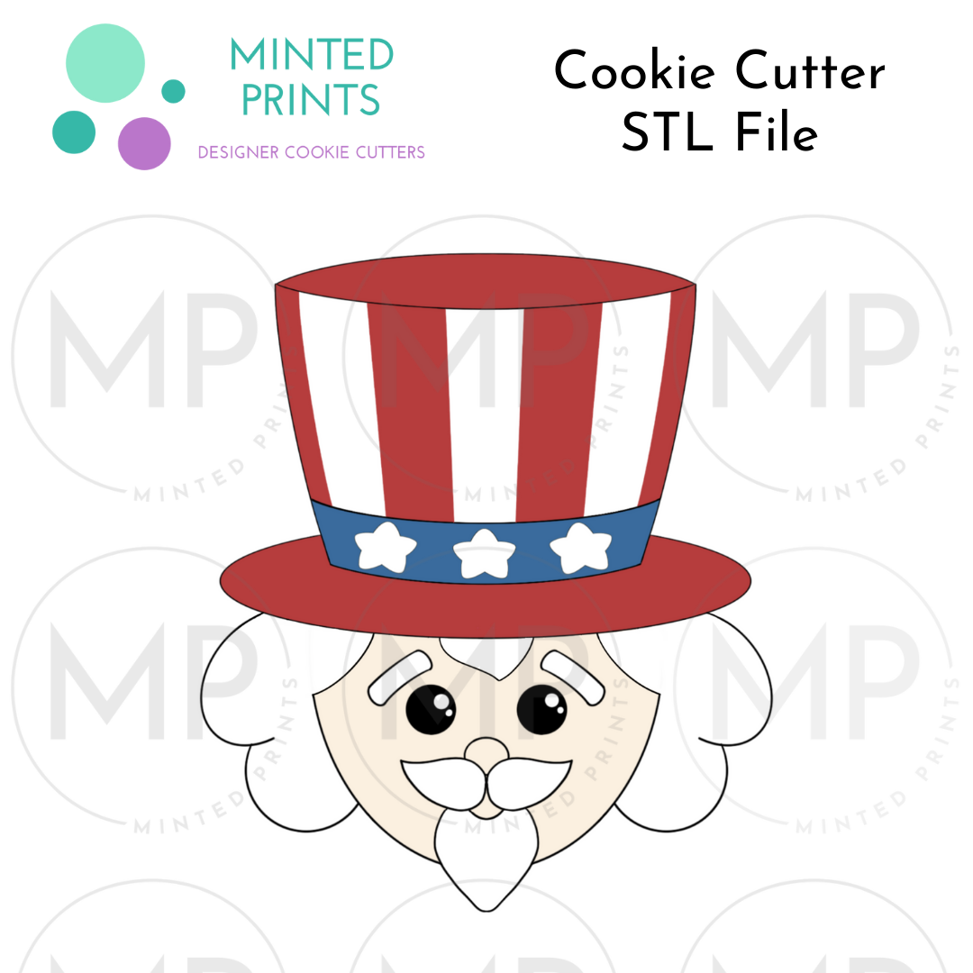 Uncle Sam Cookie Cutter STL DIGITAL FILE