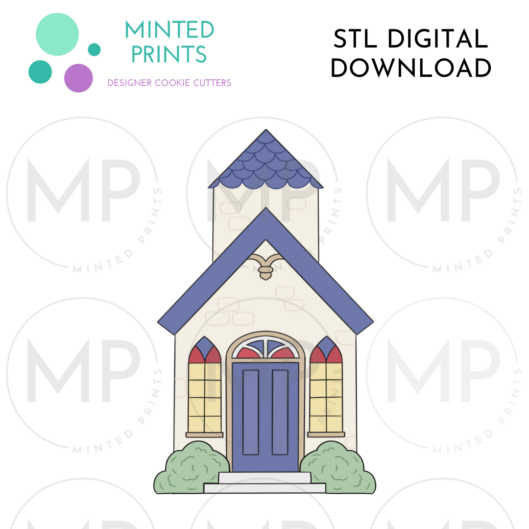 Village Church Cookie Cutter STL DIGITAL DOWNLOAD