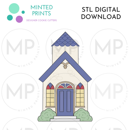 Village Church Cookie Cutter STL DIGITAL DOWNLOAD