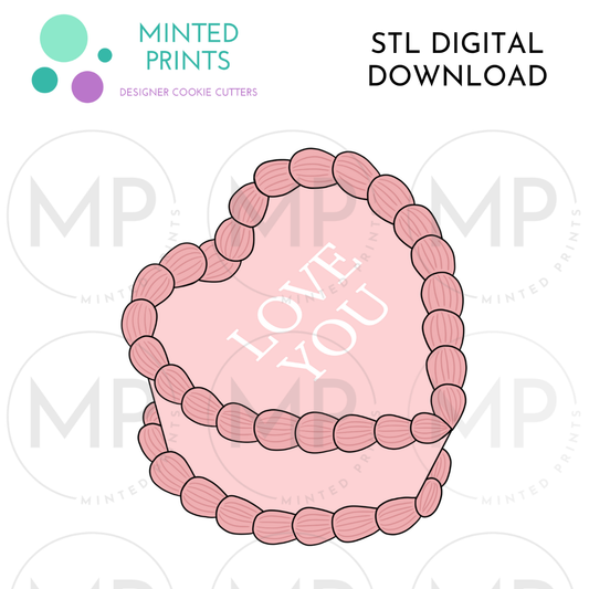 Vintage Heart Cake Cookie Cutter STL DIGITAL DOWNLOAD