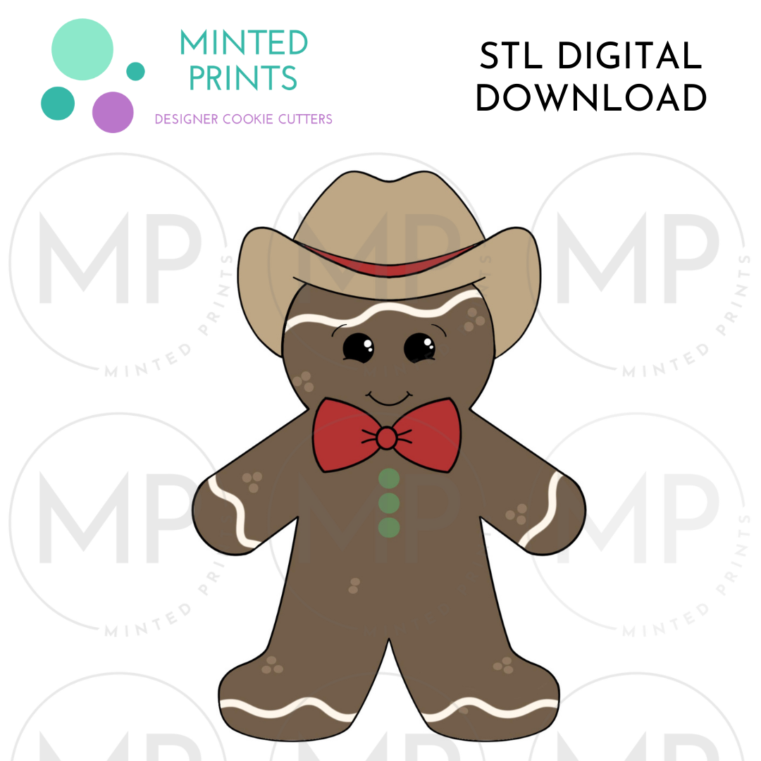 Western Gingerbread Man Cookie Cutter STL DIGITAL DOWNLOAD