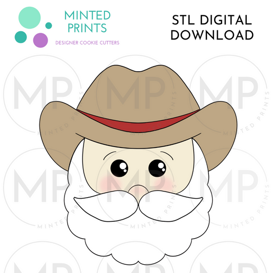 Western Santa Cookie Cutter STL DIGITAL DOWNLOAD