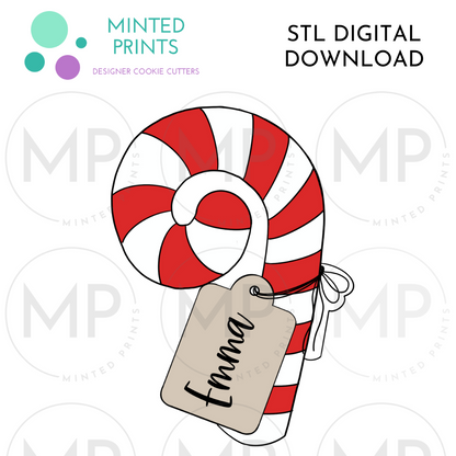 Whimsy Candy Cane Cookie Cutter STL DIGITAL DOWNLOAD