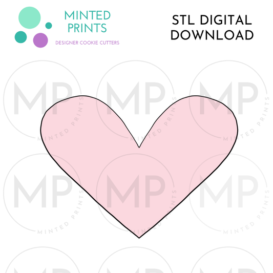 Wide Heart Cookie Cutter STL DIGITAL DOWNLOAD