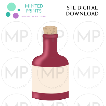 Wine Bottle Cookie Cutter STL DIGITAL DOWNLOAD