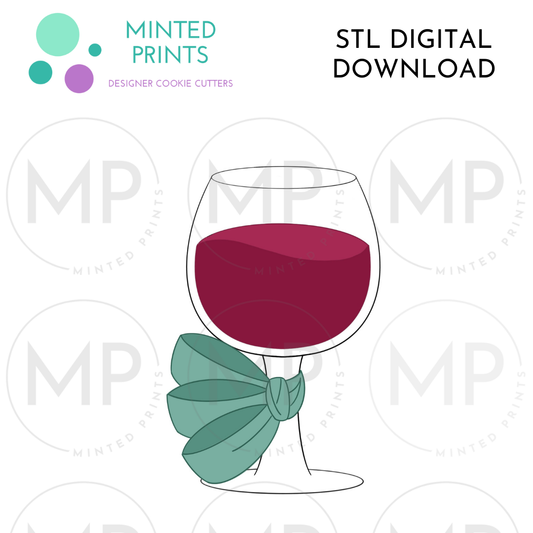 Wine Glass with Ribbon Cookie Cutter STL DIGITAL DOWNLOAD