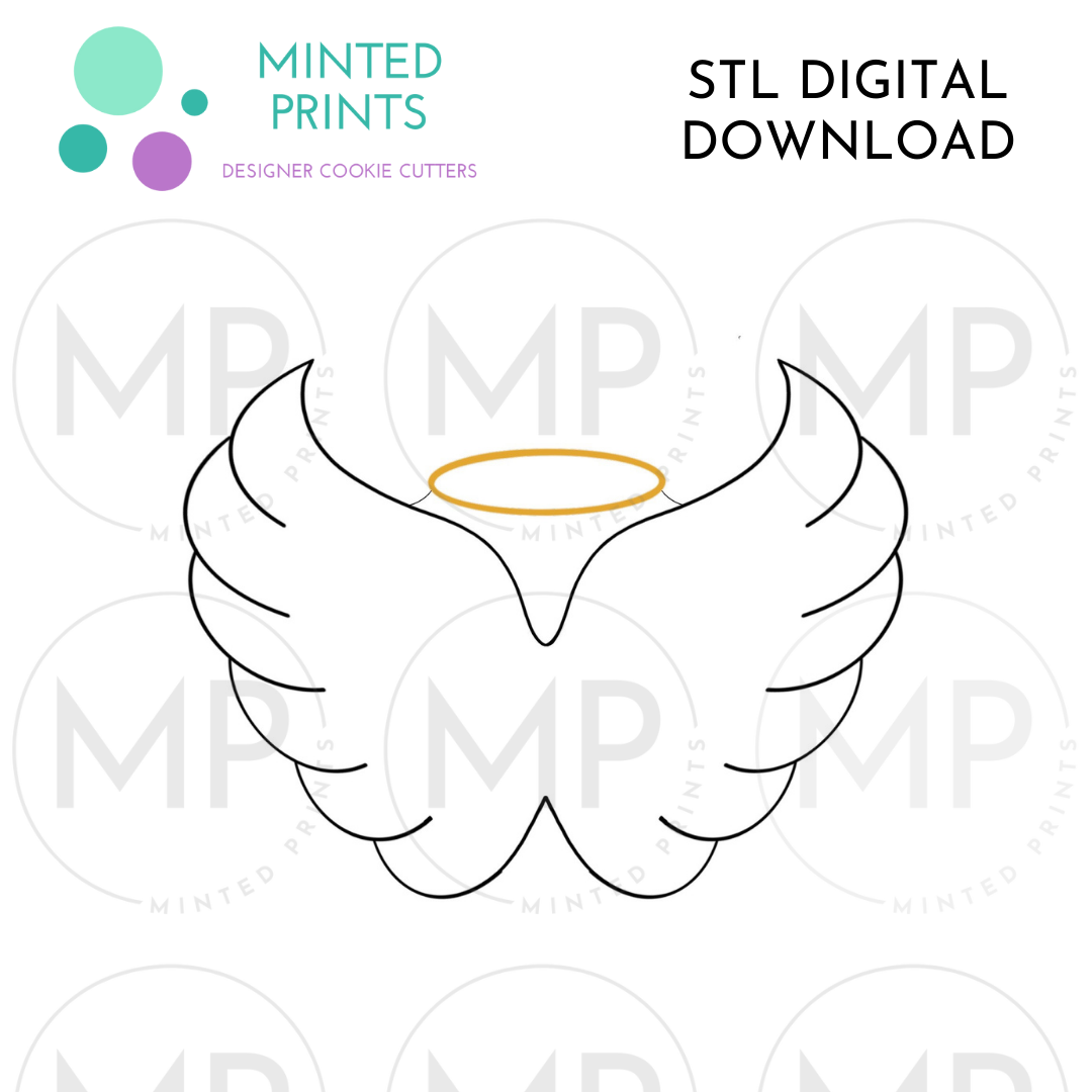 Angel Wings with Halo Cookie Cutter STL DIGITAL DOWNLOAD