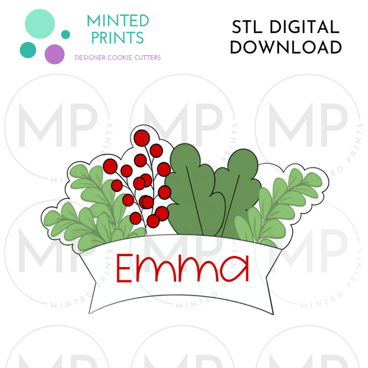 Winter Floral Plaque Cookie Cutter STL DIGITAL DOWNLOAD