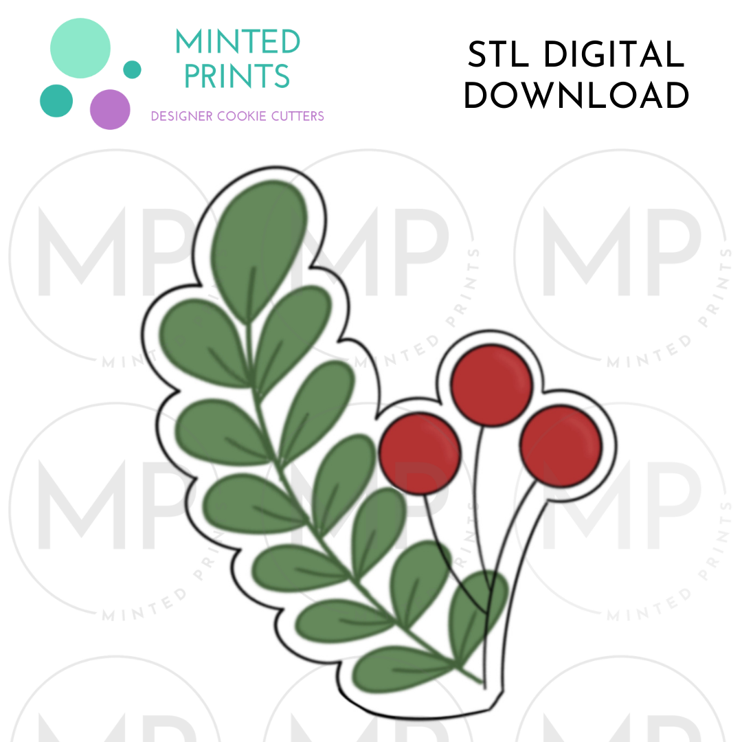 Winter Floral Cookie Cutter STL DIGITAL DOWNLOAD