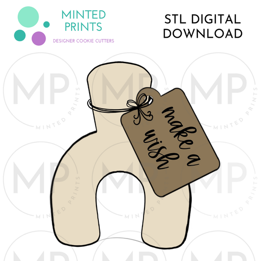 Wishbone with Tag Cookie Cutter STL DIGITAL DOWNLOAD