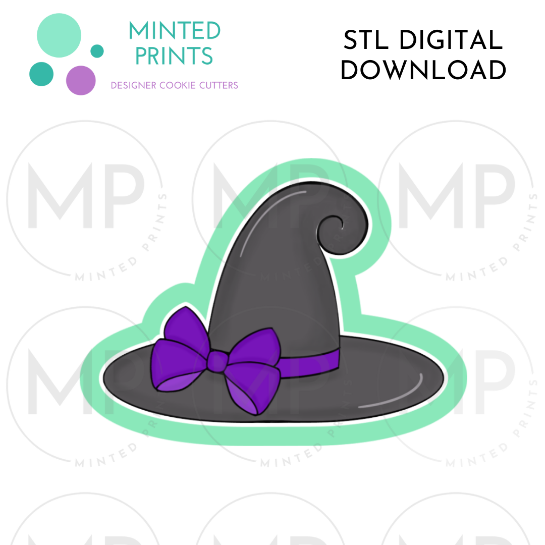 Girly Witch Hat with Bow Cookie Cutter STL DIGITAL DOWNLOAD