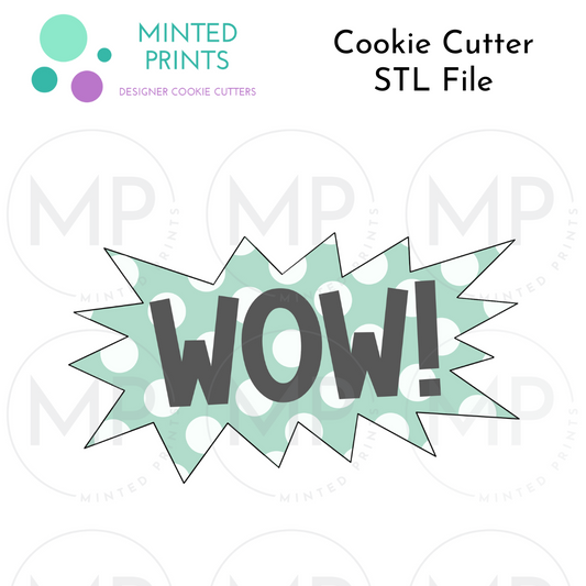 Wow Plaque Cookie Cutter STL DIGITAL FILE