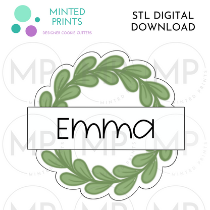 Wreath Plaque Cookie Cutter STL DIGITAL DOWNLOAD