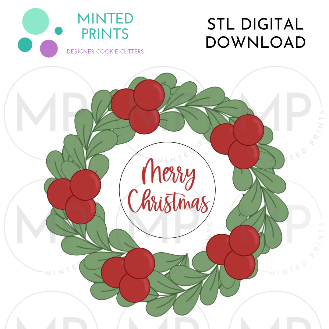 Wreath Platter 3 Piece Cookie Cutter STL DIGITAL DOWNLOAD