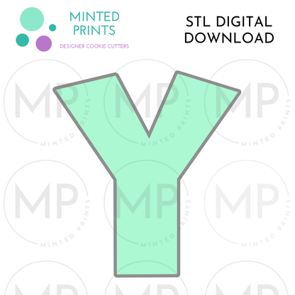 Letter Y Cookie Cutter STL DIGITAL DOWNLOAD