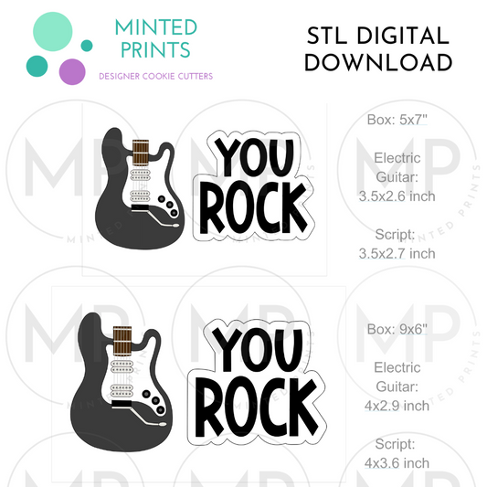 You Rock & Guitar (Set of 2) Cookie Cutter STL DIGITAL DOWNLOAD