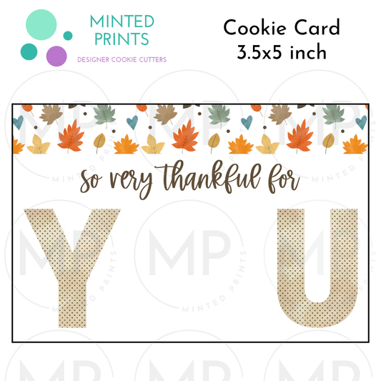 Thankful for You Cookie Card with Colorful Maple Leaves Background, 3.5x5 inch