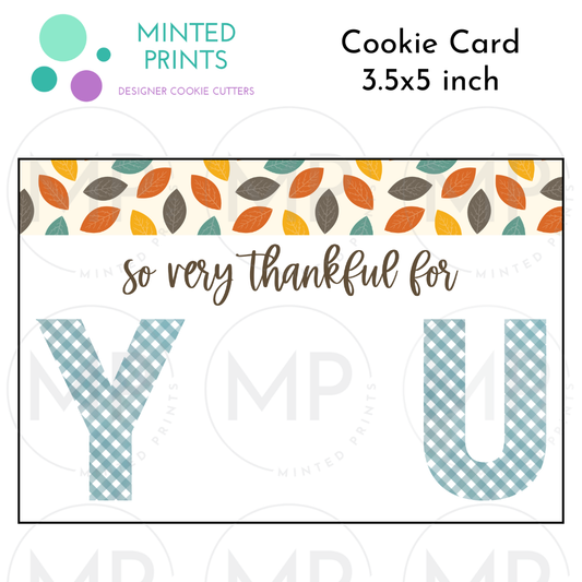 Thankful for You Cookie Card with Colorful Leaves Background, 3.5x5 inch