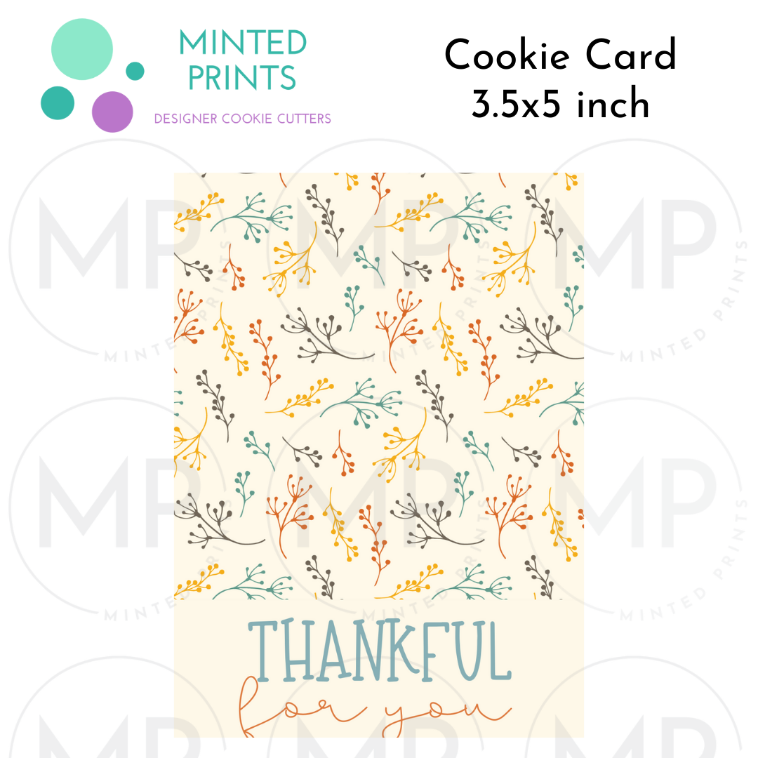 Thankful for You Cookie Card with Leafy Background, 3.5x5 inch