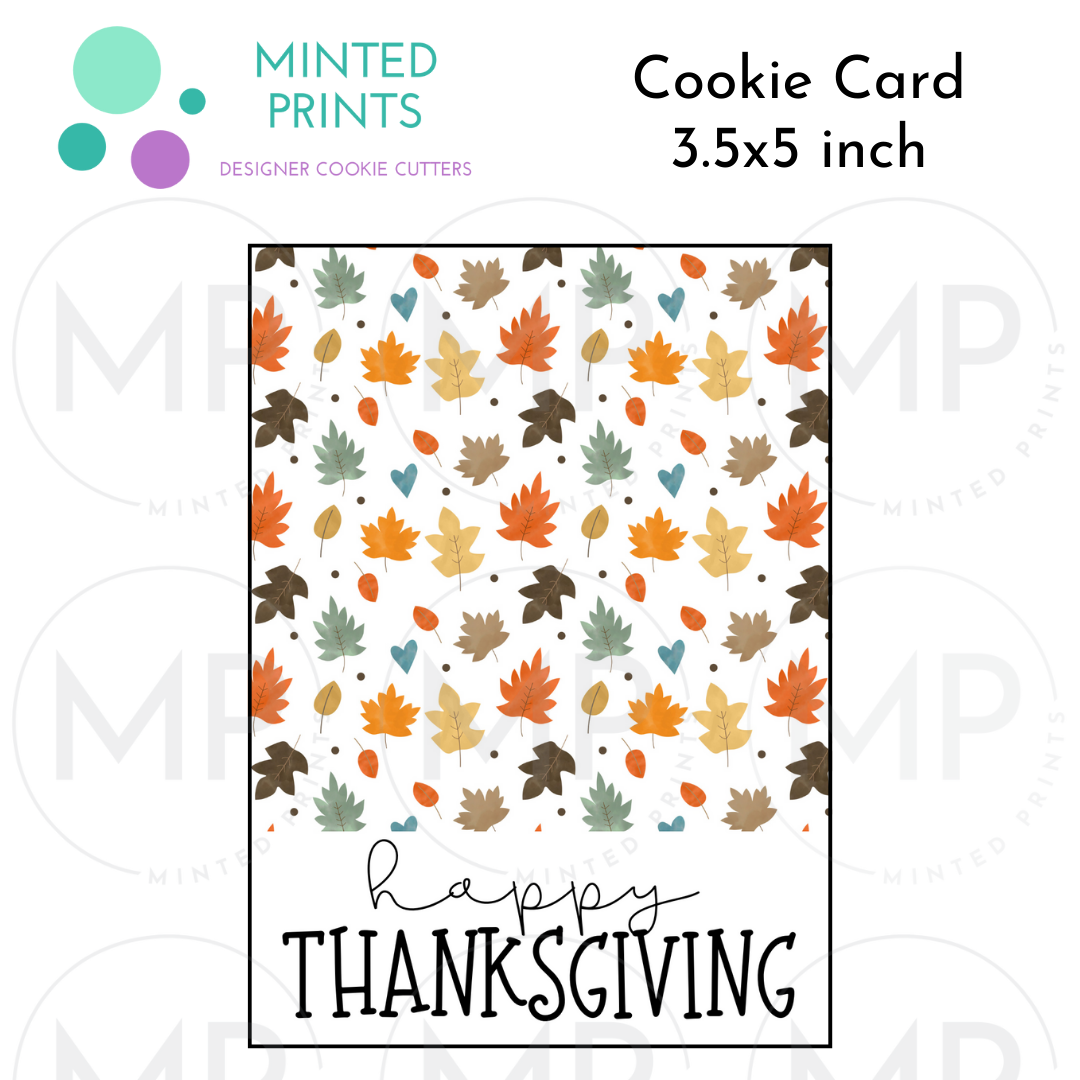 Happy Thanksgiving Cookie Card with Colorful Maple Leaves Background, 3.5x5 inch