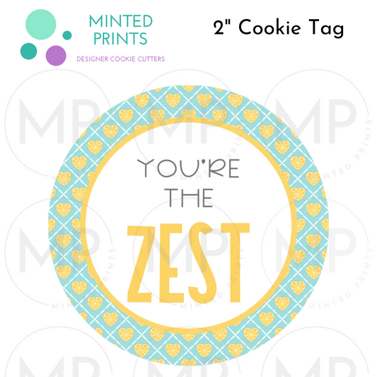 You're the Zest (Heart Lemons) Cookie Tag, 2 Inch