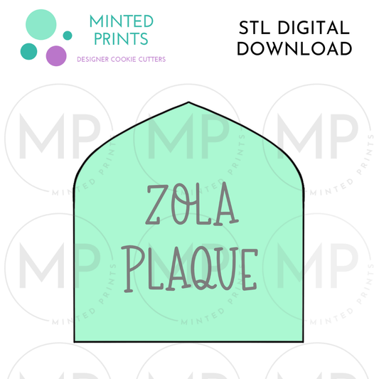 Zola Plaque Cookie Cutter STL DIGITAL DOWNLOAD