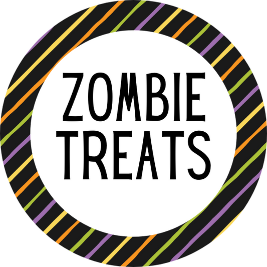 Zombie Treats (Stripes) Cookie Tag, 2 Inch
