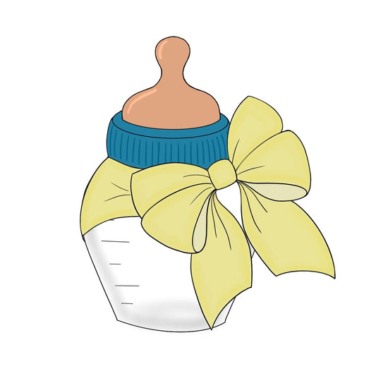 Baby Bottle with Bow Cookie Cutter STL Digital File