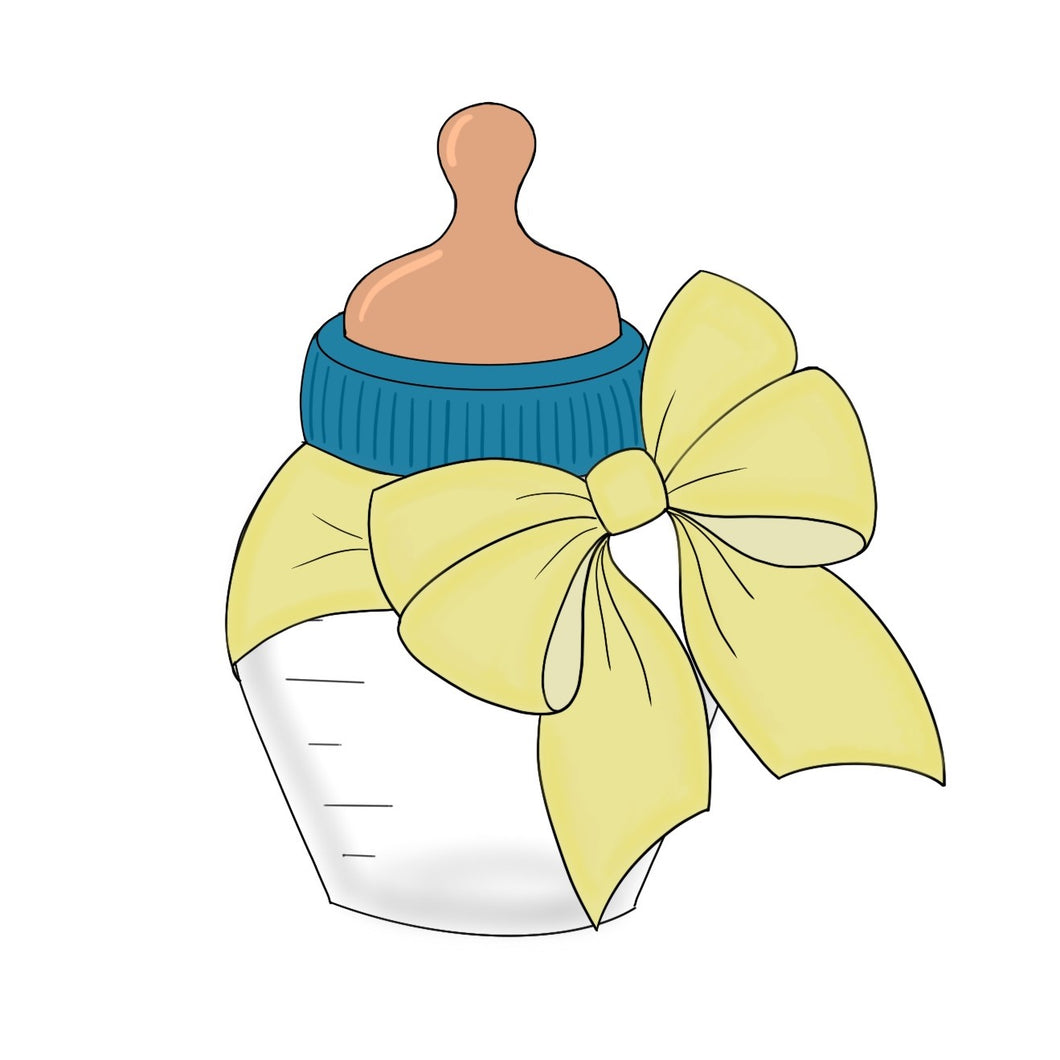 Baby Bottle with Bow Cookie Cutter STL Digital File