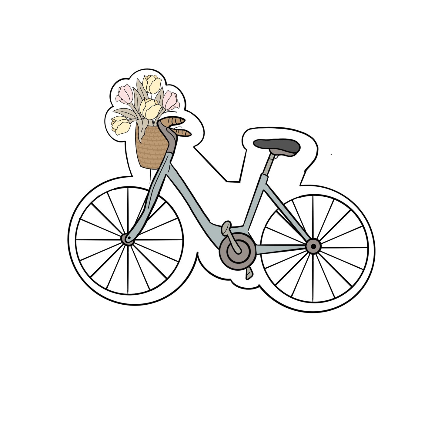 Bicycle with Flower Basket Cookie Cutter STL Digital File