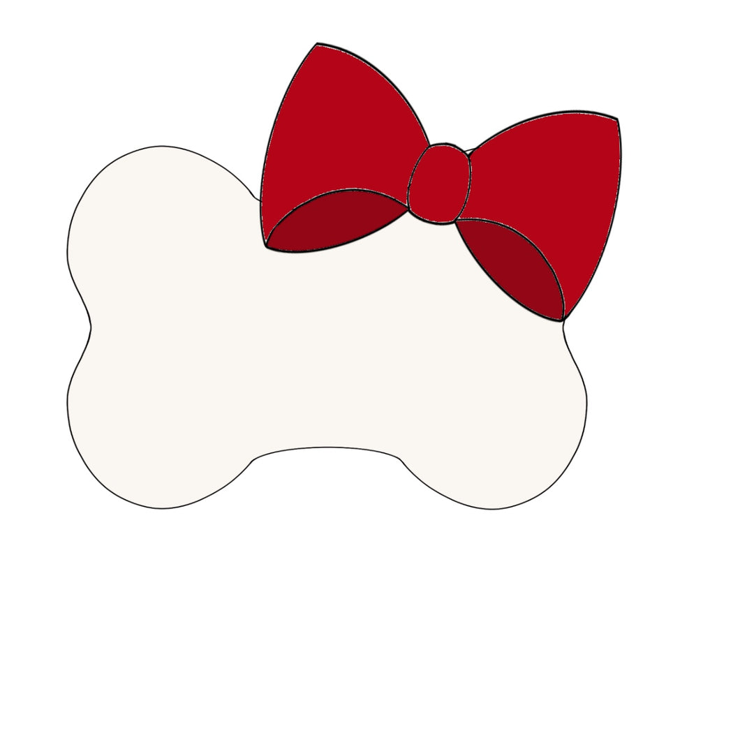 Bone with Bow Cookie Cutter STL Digital File