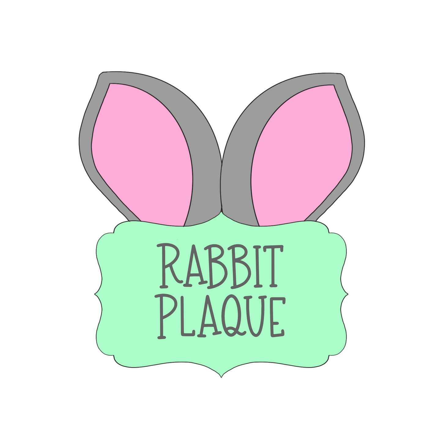 Rabbit Ears Plaque Cookie Cutter STL Digital File