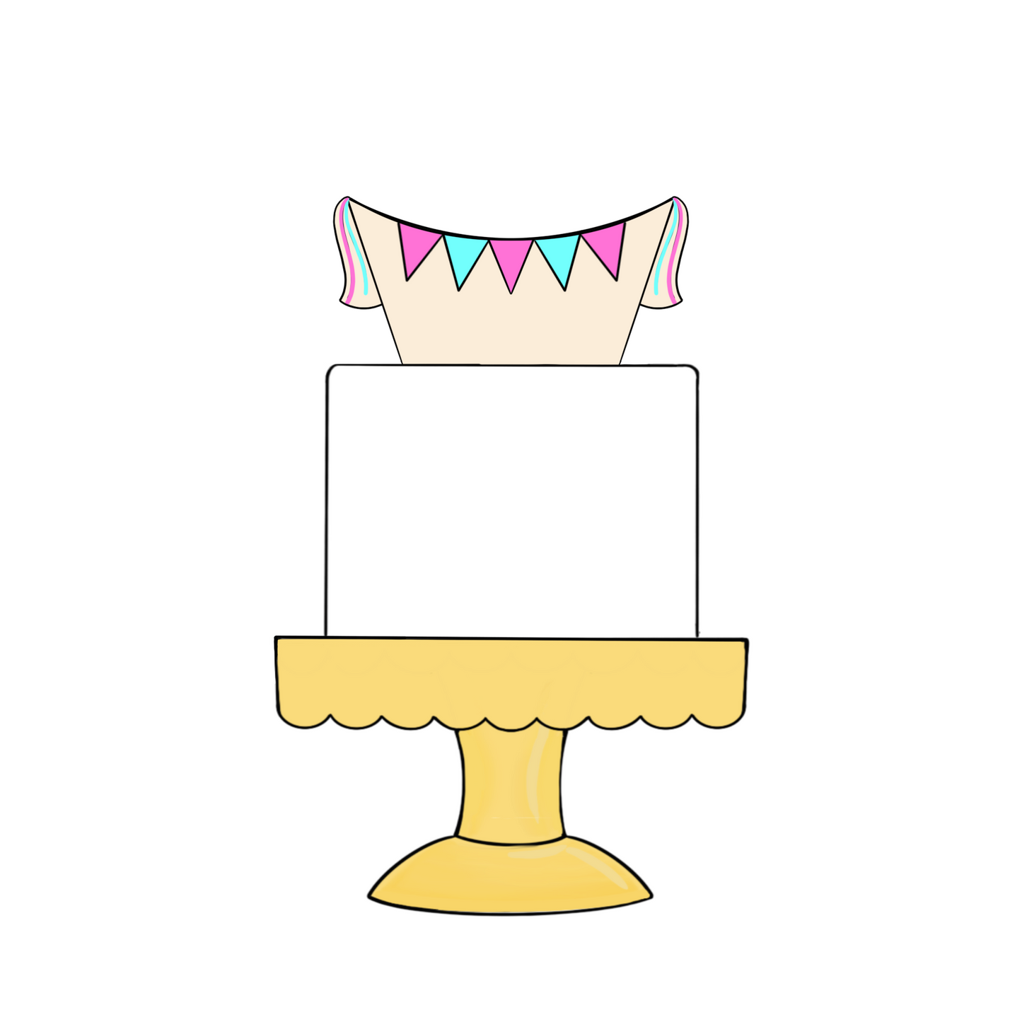 Cake with Banner Cookie Cutter STL Digital File